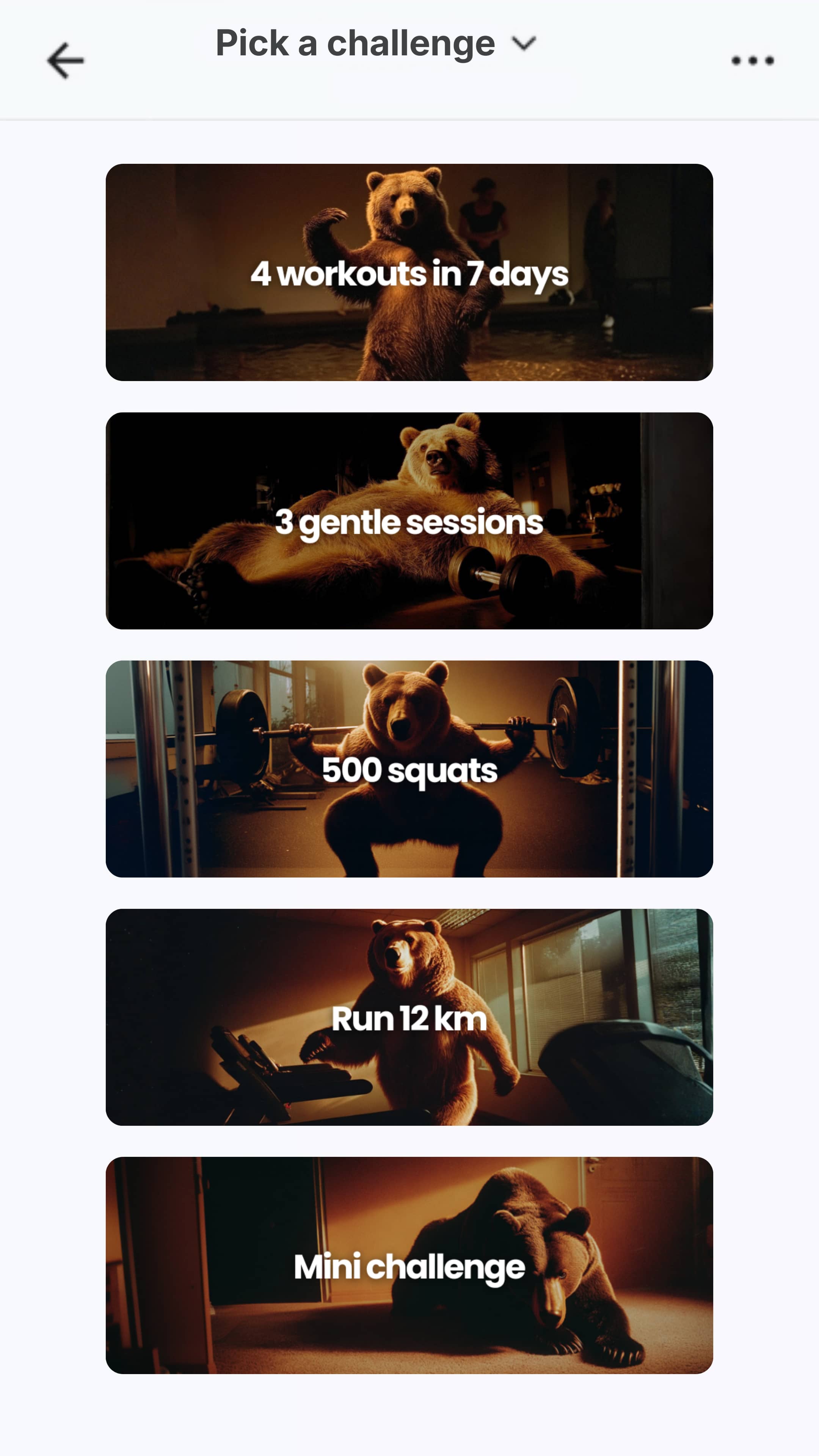 Five weekly challenges to choose from in Strong Mama Club