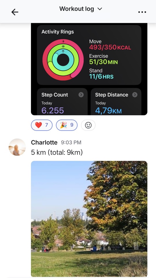 Workout log details in Strong Mama Club
